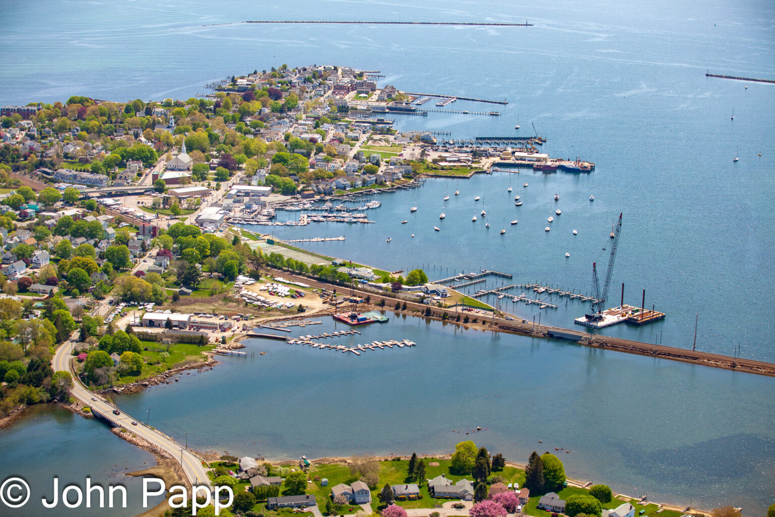 aerial Stoninton Harbor side
