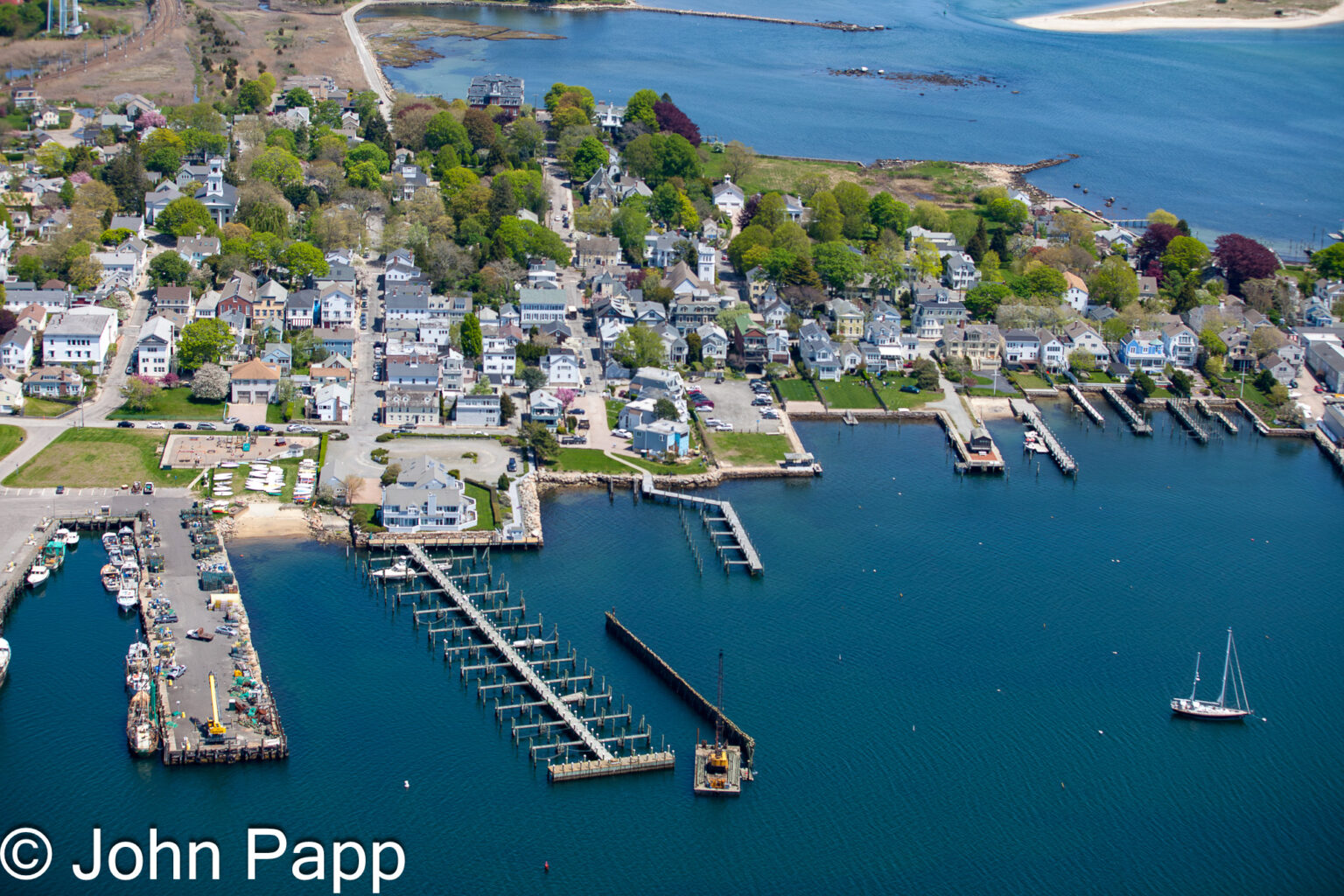aerial Stoninton Harbor side