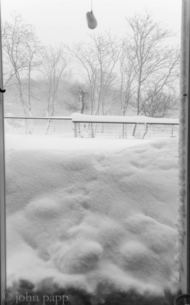 Snow on Deck through sliding door